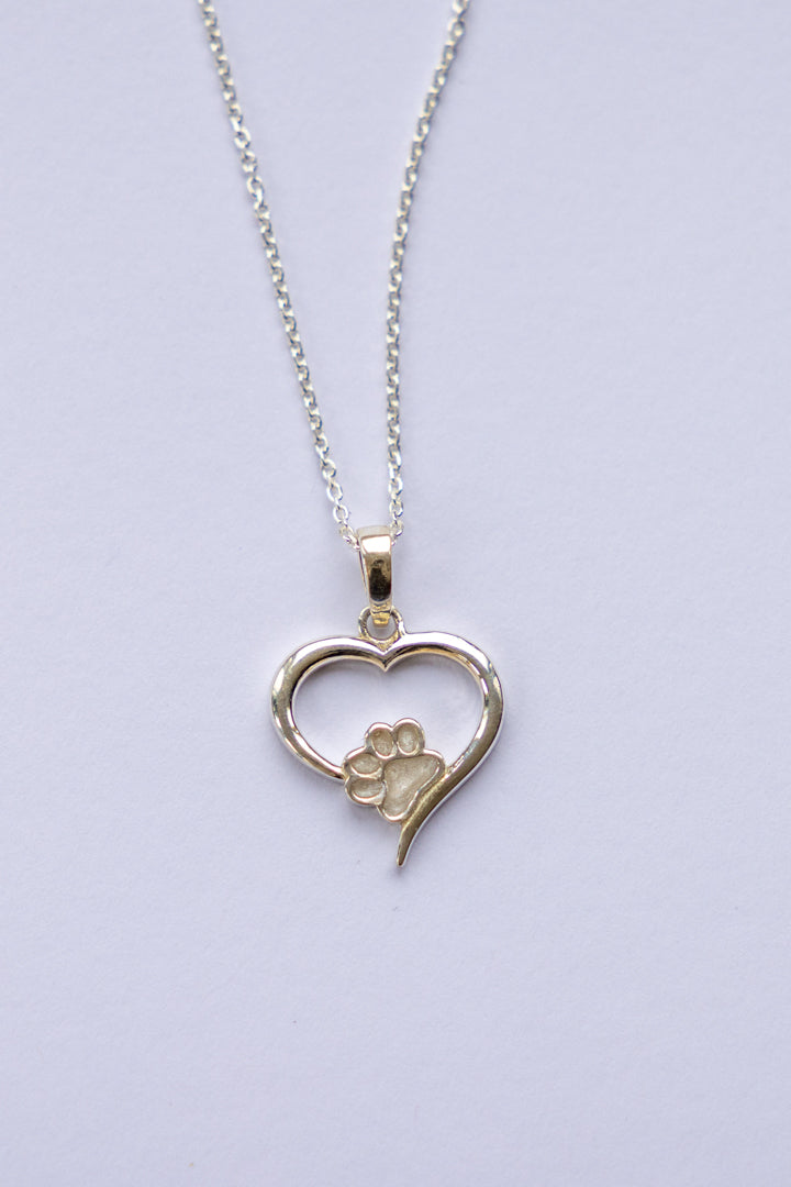 Paw Print Heart Pendant