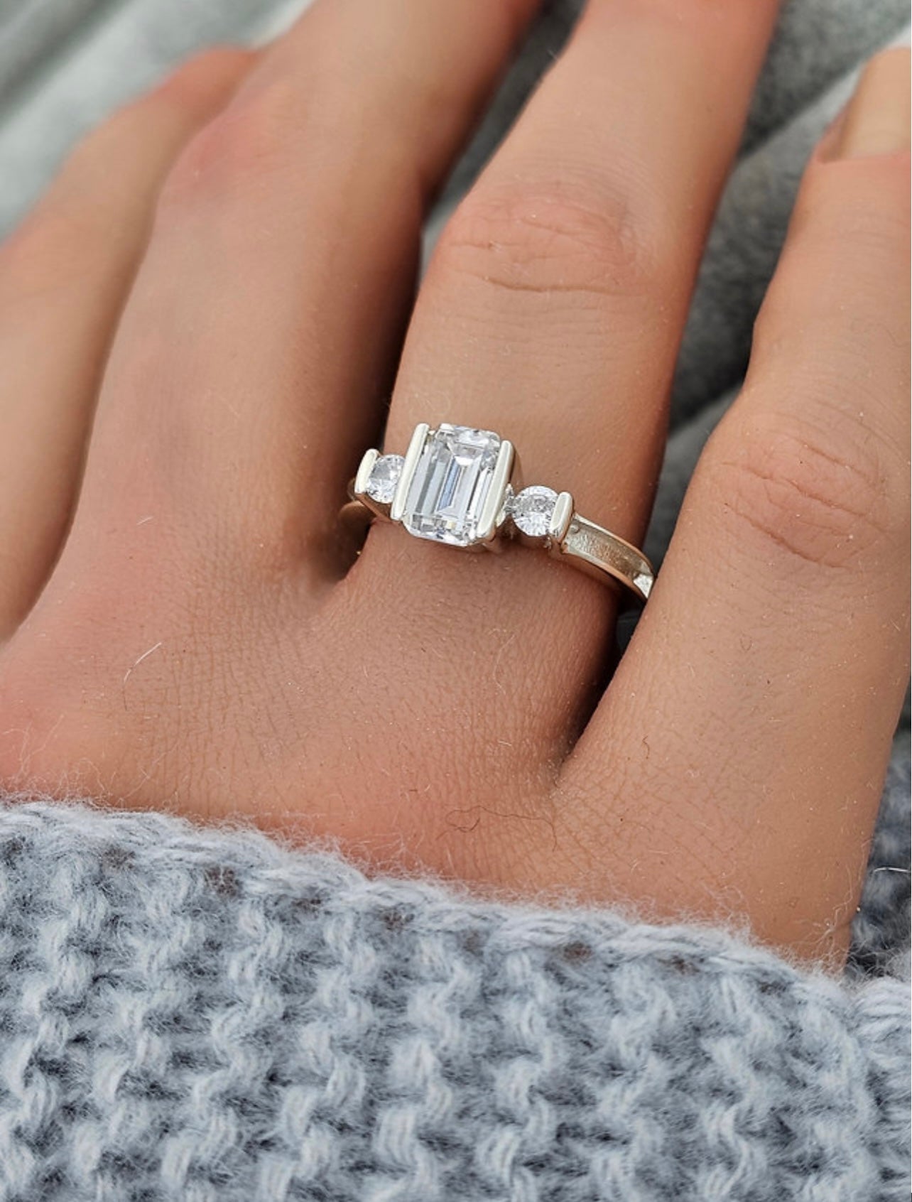 Emerald Cut CZ Ring