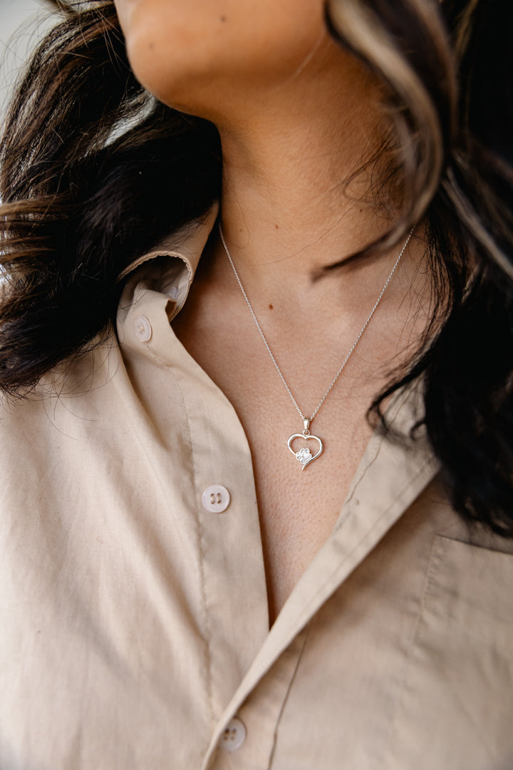 Paw Print Heart Pendant