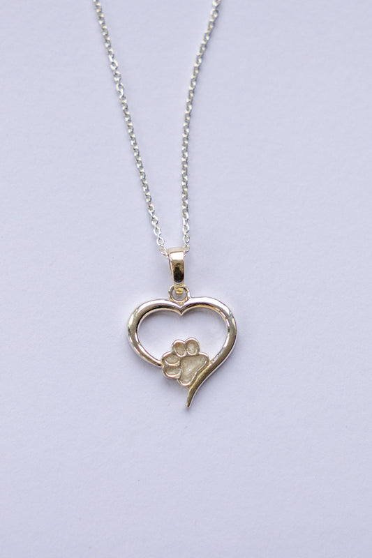 Paw Print Heart Pendant