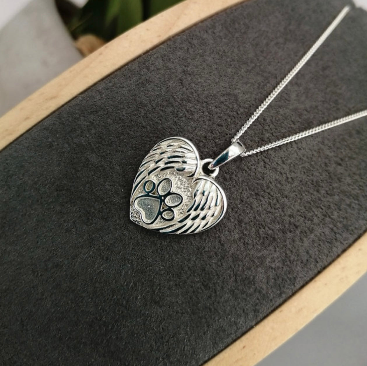 Heart Angel Wing Paw Print pendant