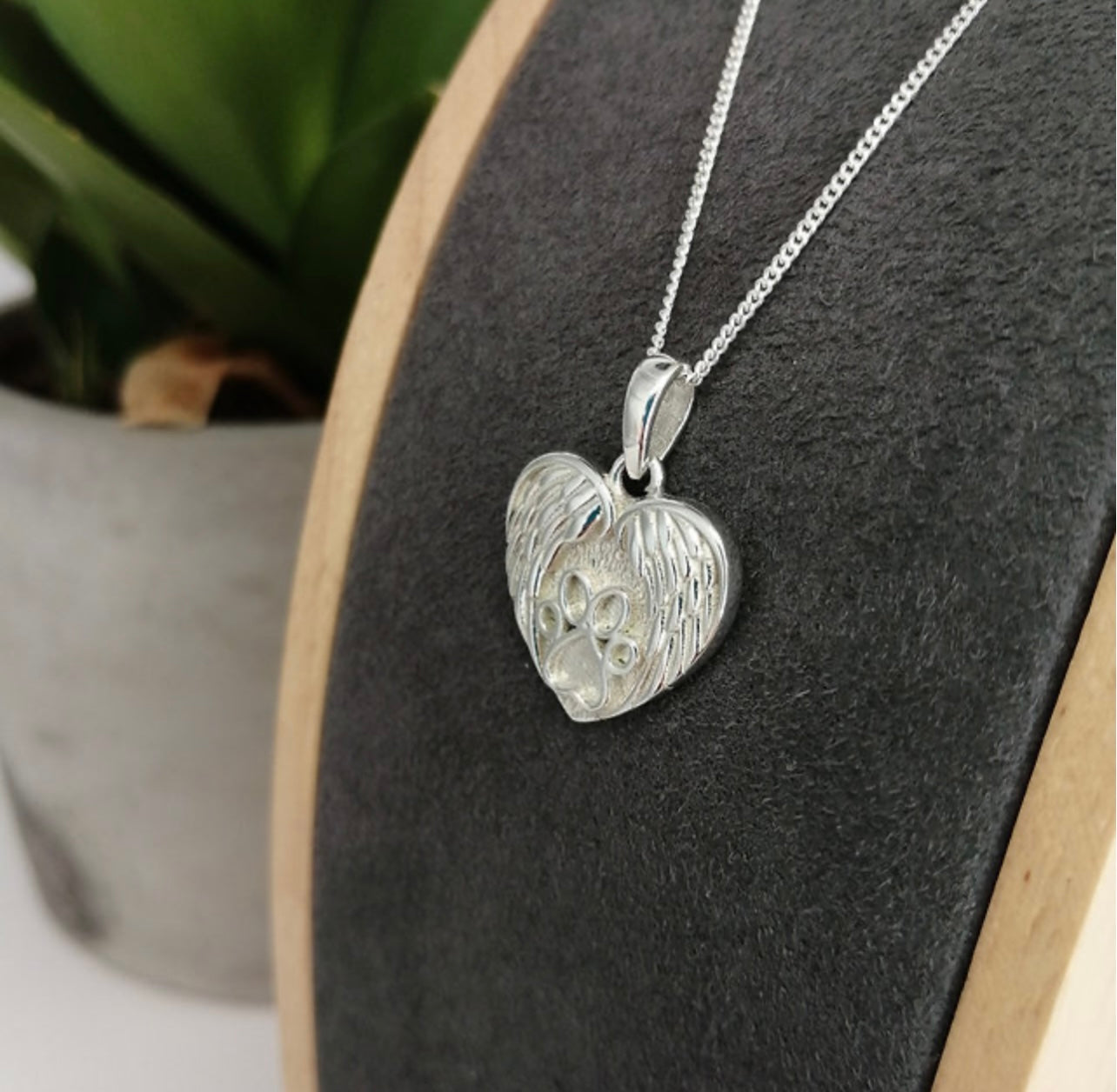 Heart Angel Wing Paw Print pendant