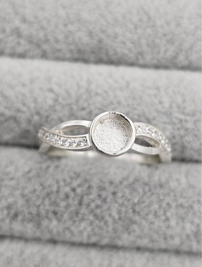 Round CZ Criss Cross Ring