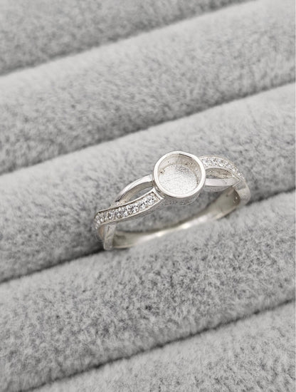 Round CZ Criss Cross Ring